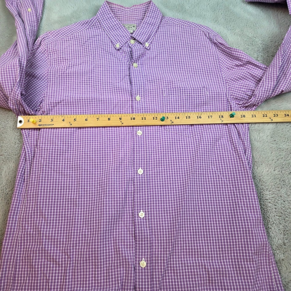 J.Crew Button Down Shirt Mens Medium Purple Gingham Check Cotton Tailored Fit - Picture 3 of 5
